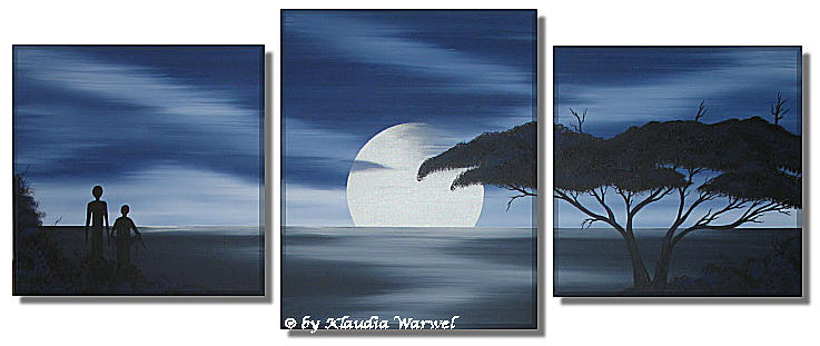Tree Painting - Blue Sunset LII by Klaudia Warwel