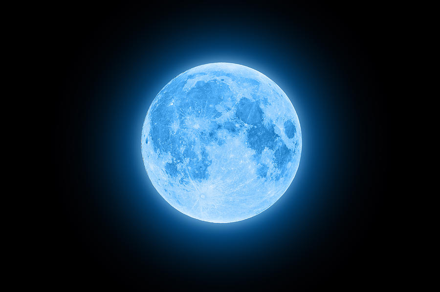 Blue super moon glowing with blue halo Photograph by Lukasz Szczepanski ...