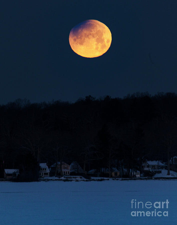 Blue Super Moonset Photograph