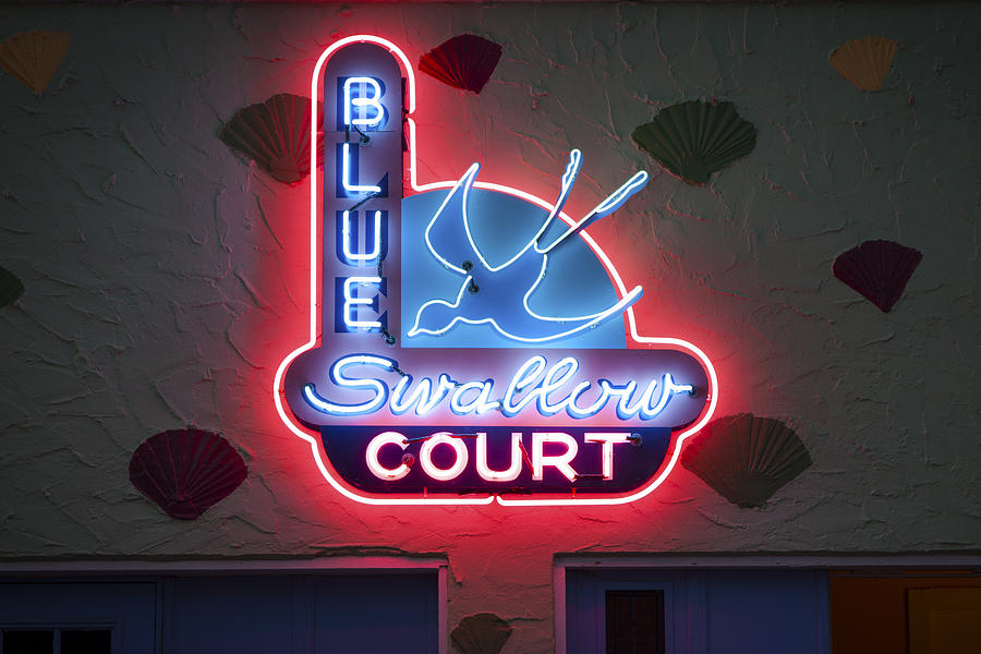 Blue Swallow Court Neon Photograph by Rick Pisio