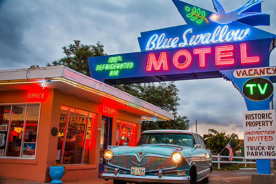 Blue Swallow Motel On Route 66 Photograph by Steven Bateson