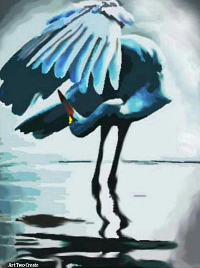 Blue Swan. Pastel by ArtTwoCreate LLC