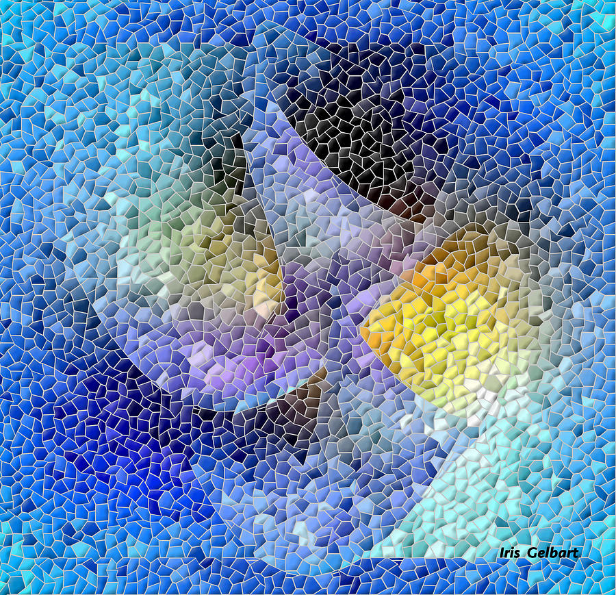 Blue Swan Mosaic Digital Art by Iris Gelbart