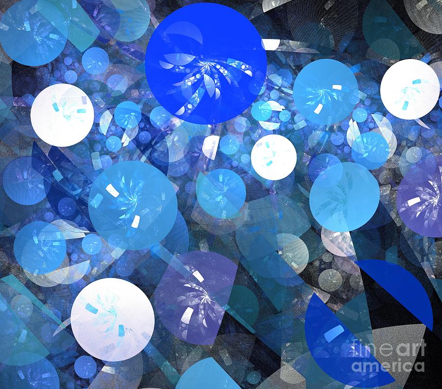 Abstract Digital Art - Blue Swirl Rays by Kim Sy Ok