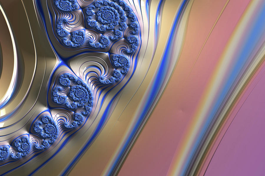 Blue Swirly Fractal 2 Digital Art by Bonnie Bruno