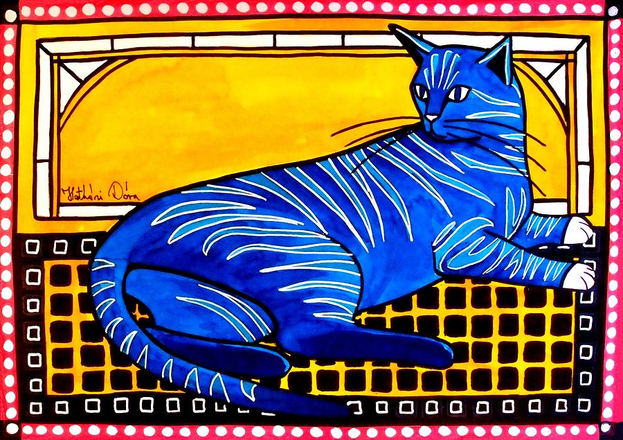 Blue Tabby - Cat Art by Dora Hathazi Mendes Painting by Dora Hathazi Mendes