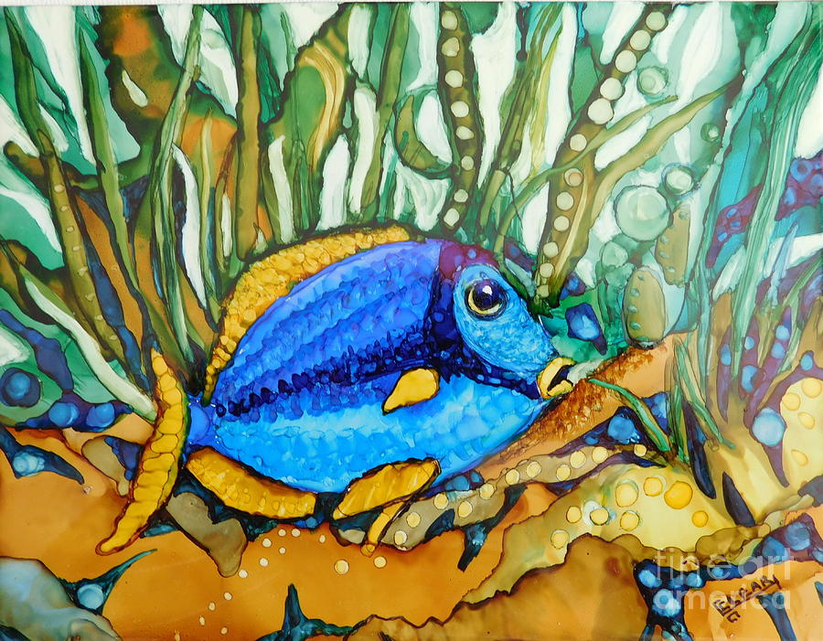 Blue Tang Painting by Joan Clear