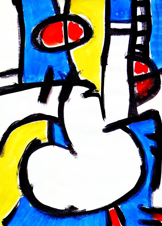 Blue Then Yellow And Red Painting by John Kaelin