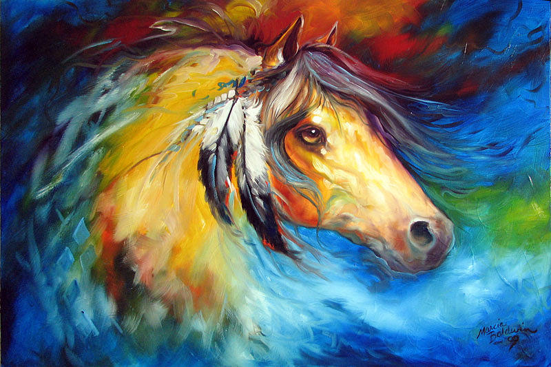 Blue Thunder War Pony Painting by Marcia Baldwin