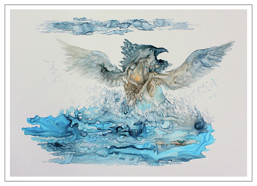 Indigenous Painting - Blue Thunderbird Rising by Colleen Gray