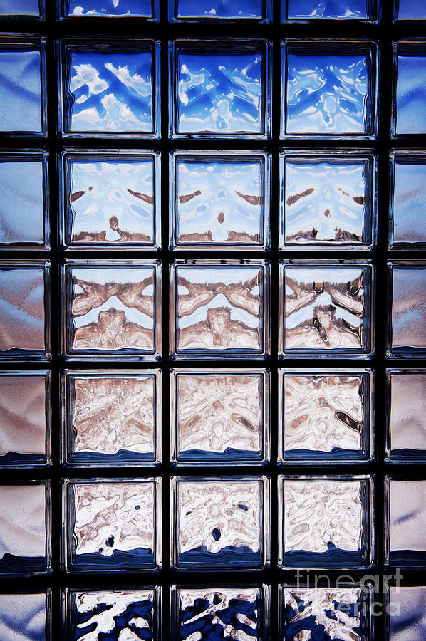 Blue toned glass brick window abstract Photograph by Arletta Cwalina ...