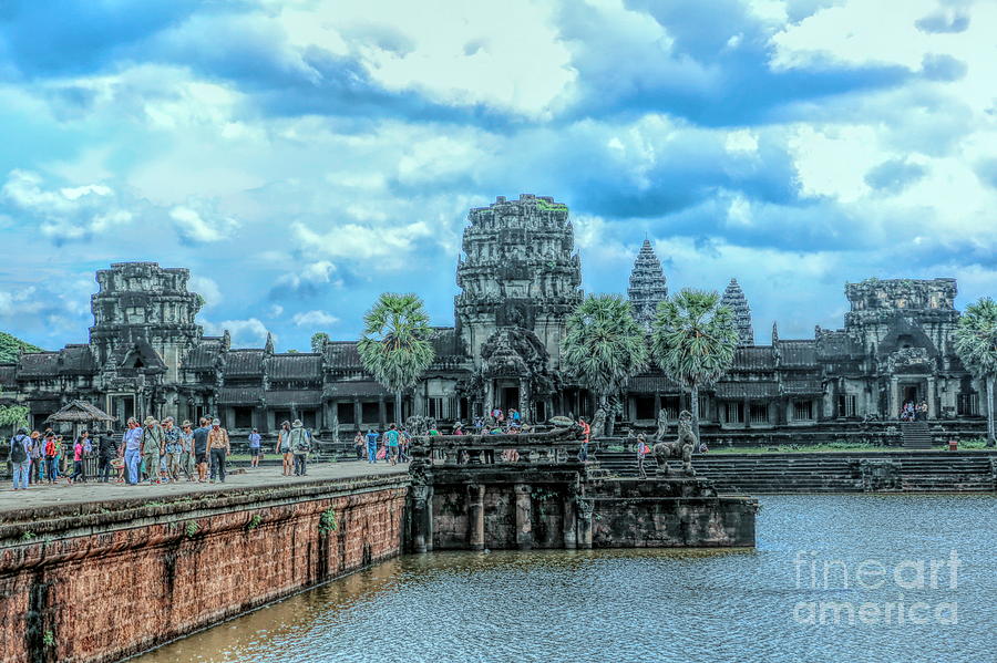 Buddha Photograph - Blue Tones Angkor Wat Cambodia  by Chuck Kuhn