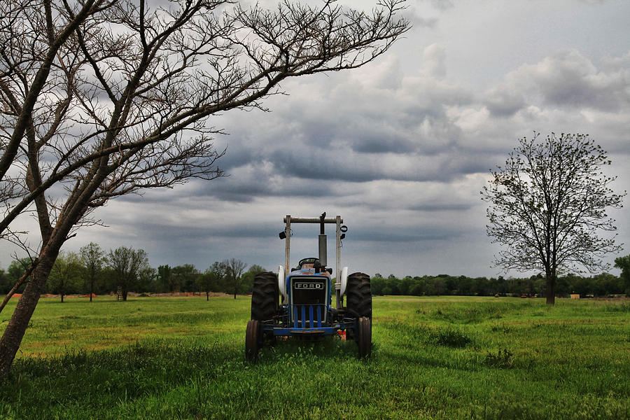 Blue Tractor Green Field Photograph by Toni Hopper