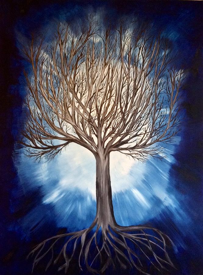 Blue Tree of Life Painting by Mandy Harpt