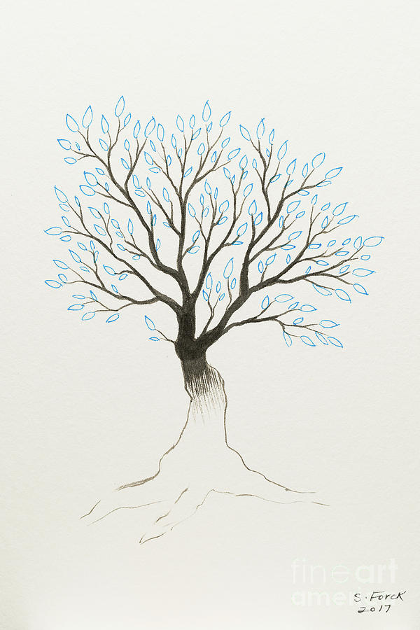 Tree Painting - Blue tree by Stefanie Forck