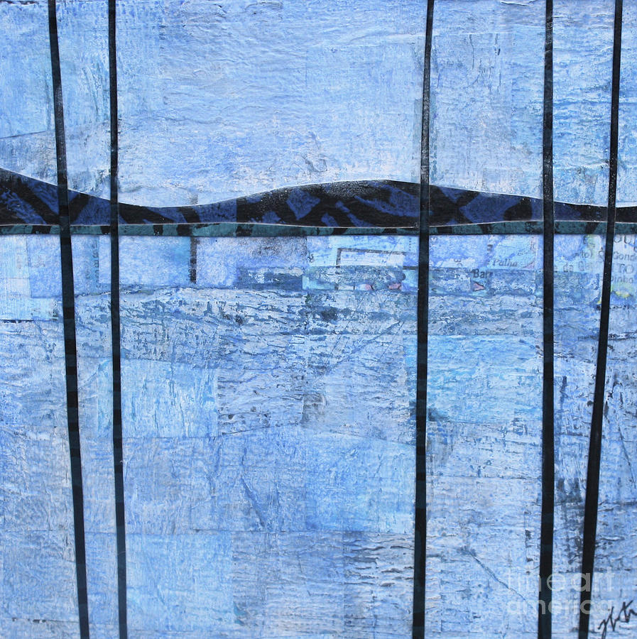 Abstract Mixed Media - Blue Trees #2 by Janyce Boynton