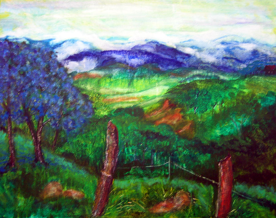 Blue Trees at Santa Inez Painting by Sarah Hornsby