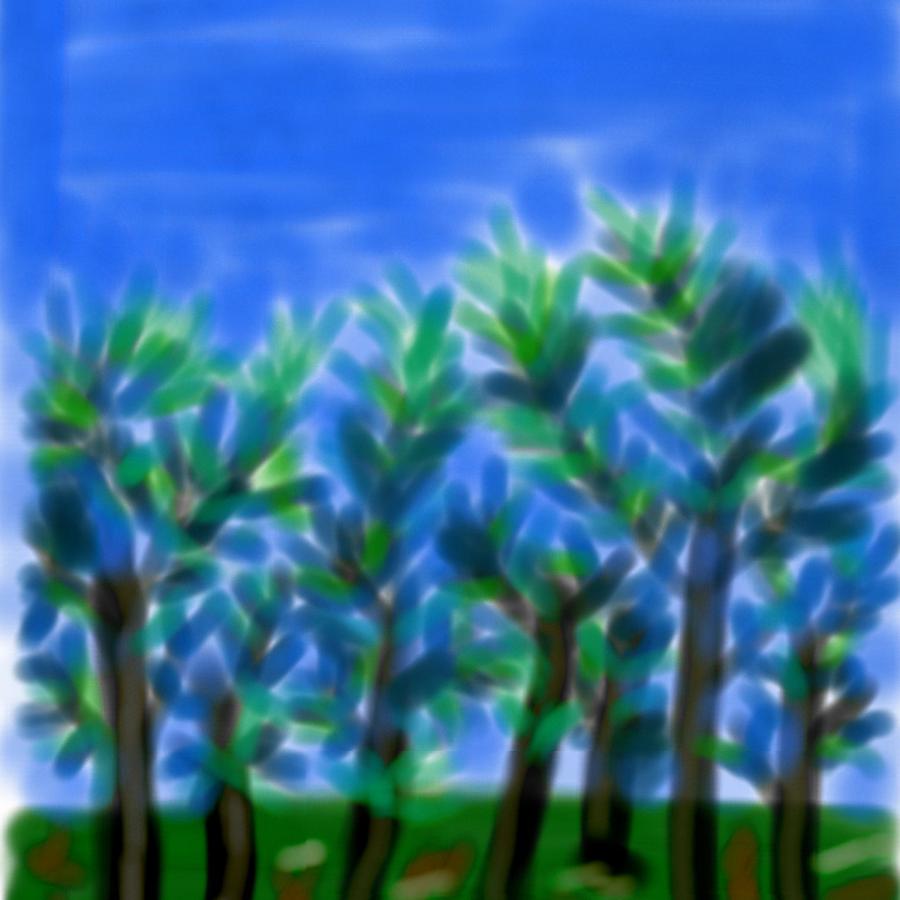 Blue Trees Express Digital Art by Joan Ellen Gandy - Fine Art America