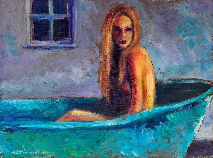 Nude Painting - Blue tub study by Jason Reinhardt