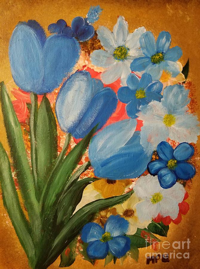 Flower Painting - Blue Tulip Trio by Maria Urso