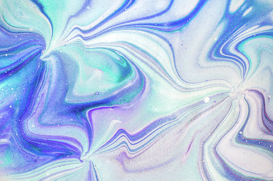 Blue Turquoise Abstract Fluid Acrylic Painting Photograph by Jenny Rainbow