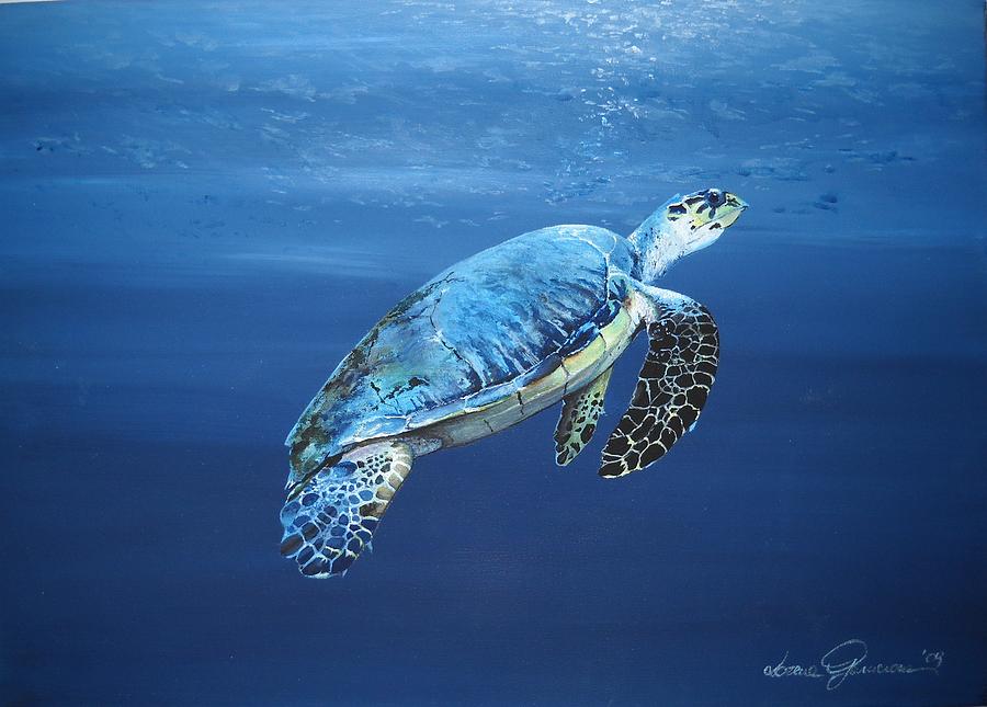 Blue Turtle Painting by Lorena Garnerone - Fine Art America