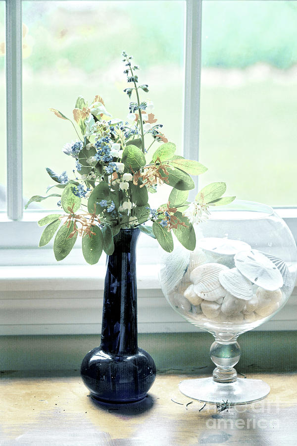 Blue vase and Shells Digital Art by Dianne Morgado
