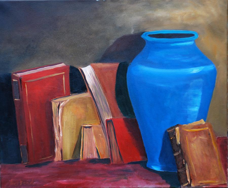 Book Painting - Blue Vase by Brian Hustead