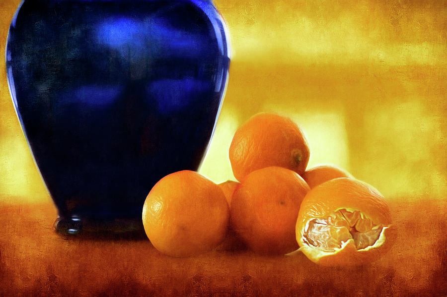 Blue Vase - Clementines Photograph by Nikolyn McDonald