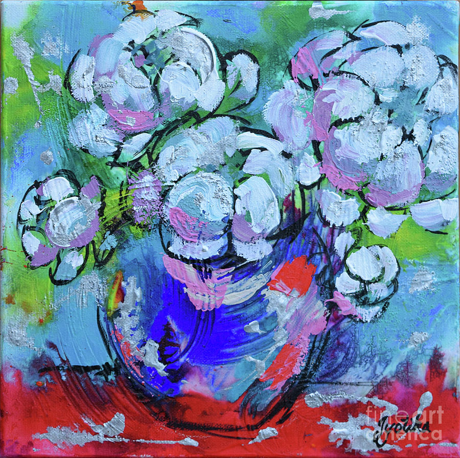 Blue Vase Painting by Jyotika Shroff
