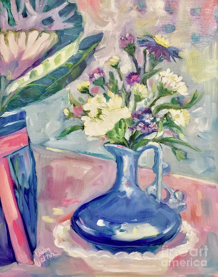 Blue Vase Painting by Patsy Walton
