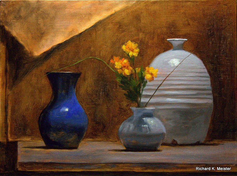 Blue Vase Painting by Richard Meister Pixels