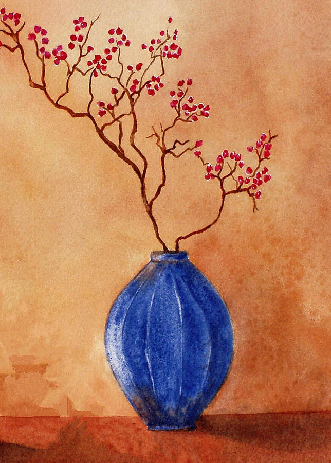 Blue Vase Painting by Suzanne Krueger