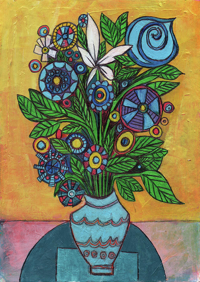 Blue Vase With Flowers Painting