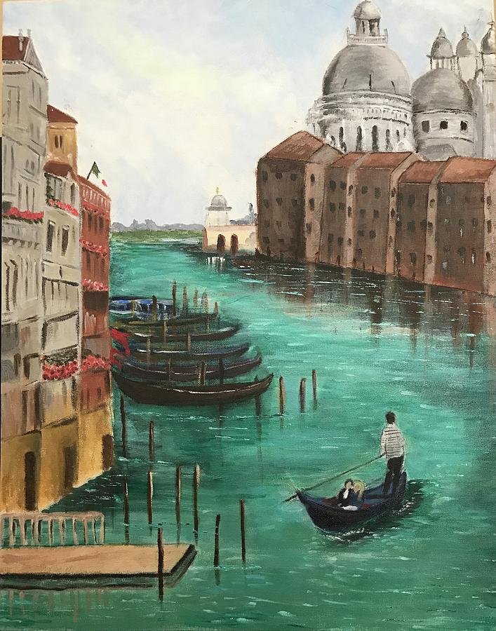 Landscape Painting - Blue Venice by Shaheen Mehmood