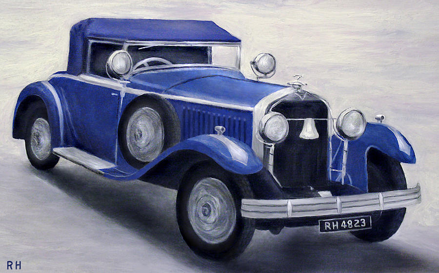 Vintage Car Painting - Blue Vintage Car by Ronald Haber