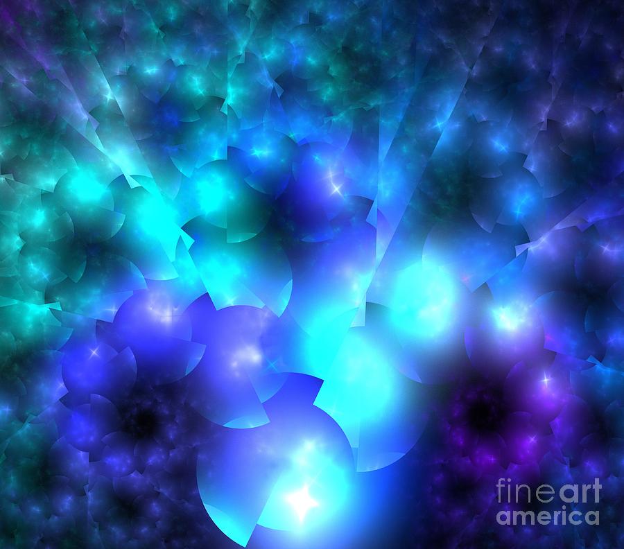 Abstract Digital Art - Blue Violet Blooms by Kim Sy Ok