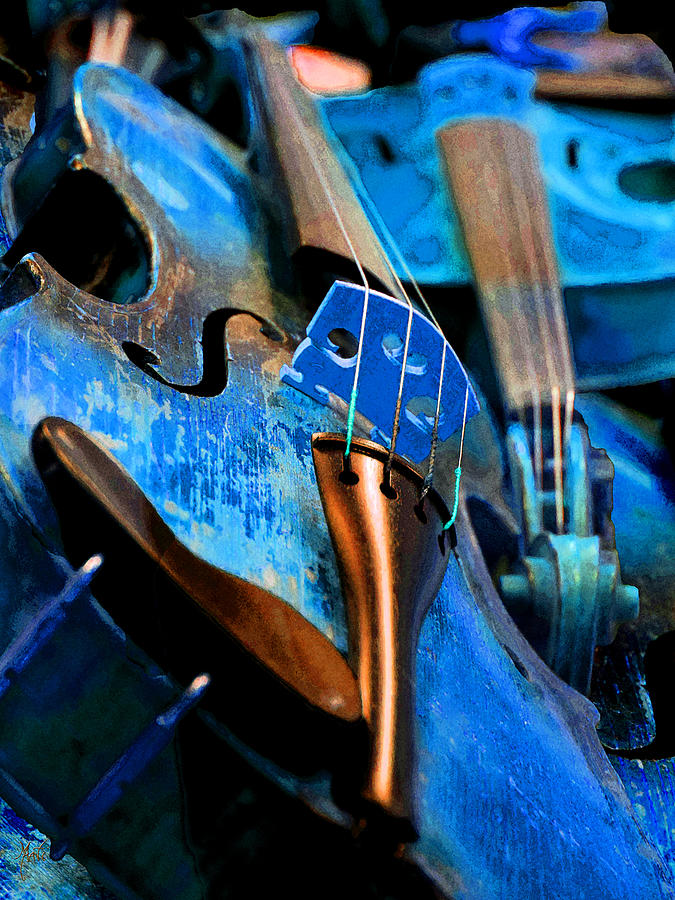 Music Photograph - Blue Violin by Michele Avanti