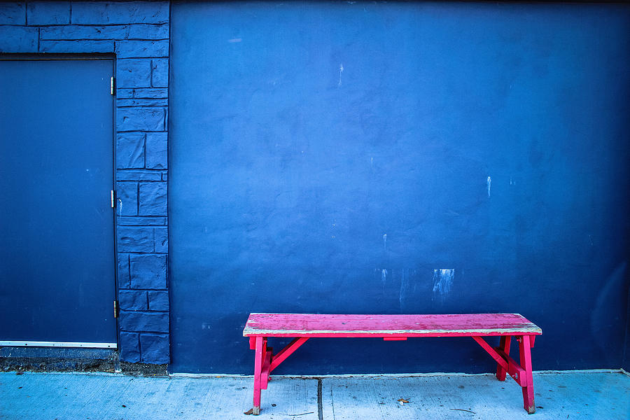 Blue Wall Pink Bench Photograph by Colleen Kammerer
