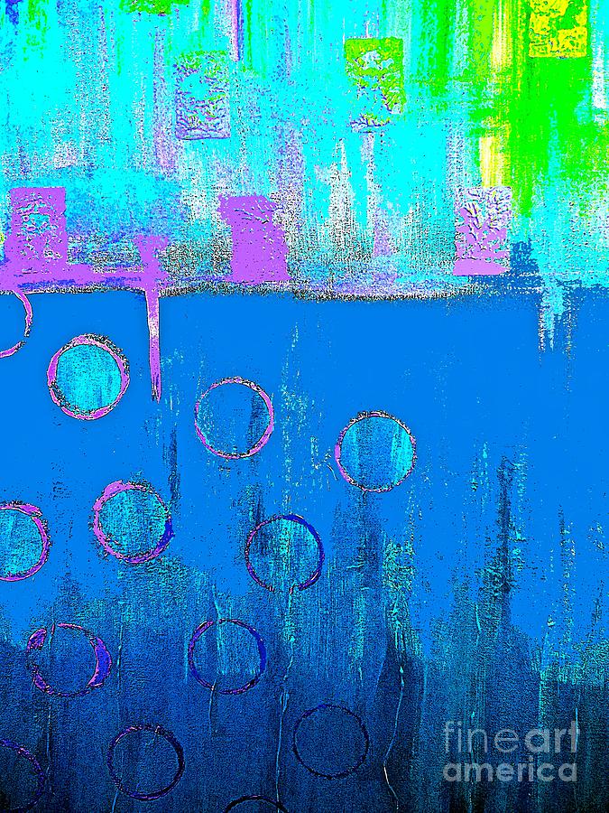 Blue Water and Sky Abstract Painting by Saundra Myles