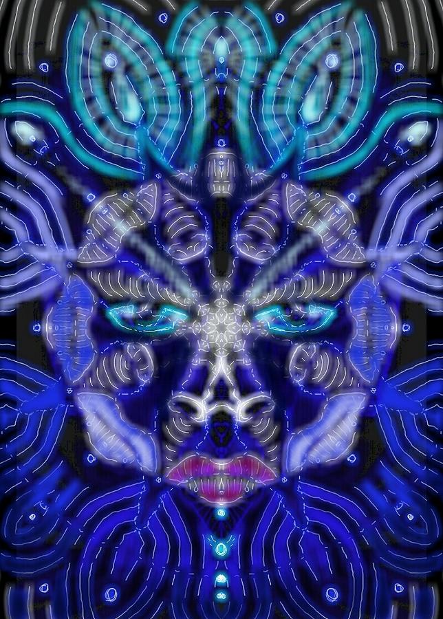 Ring Digital Art - Blue Water Being by Michael African Visions