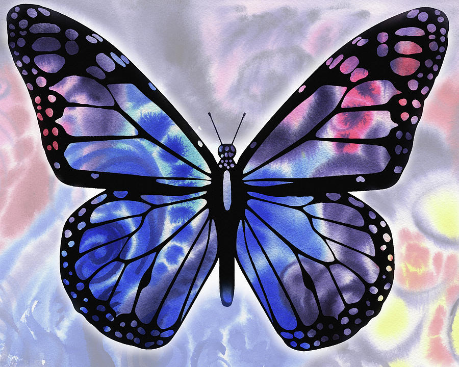 Blue Watercolor Butterfly Painting by Irina Sztukowski