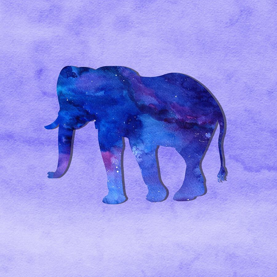 Blue Watercolor Elephant Painting