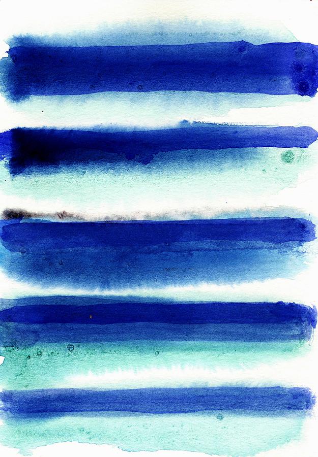 Blue Watercolor Stripes Signed Art Print Painting Art & Collectibles ...