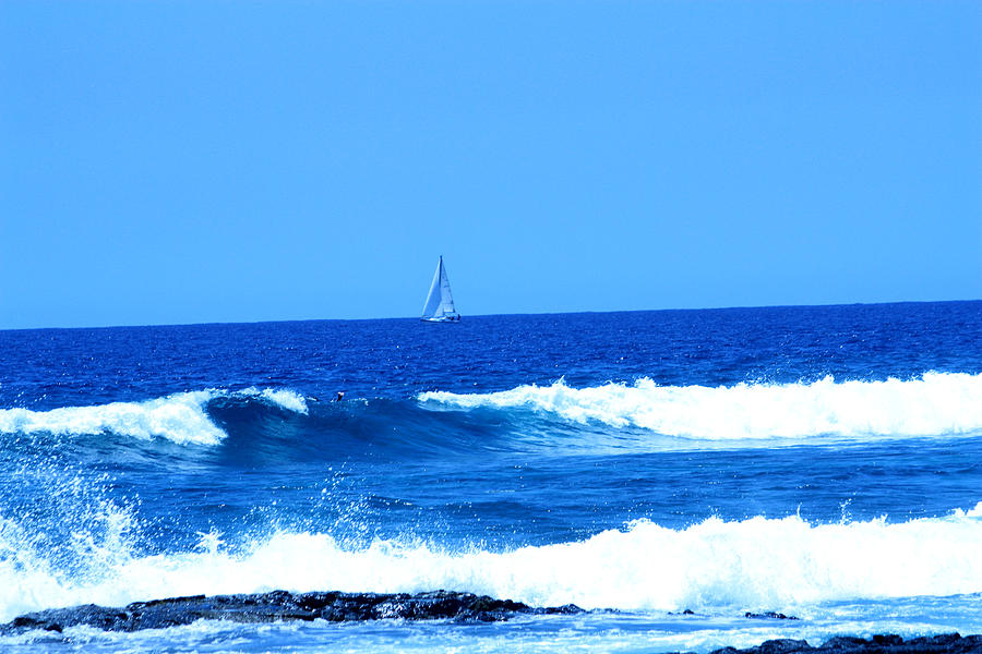 Blue Waters and Sailboat Photograph by Karen Nicholson