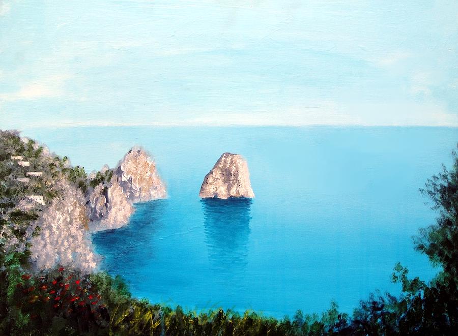 Blue Waters Of Capri  Painting by Larry Cirigliano
