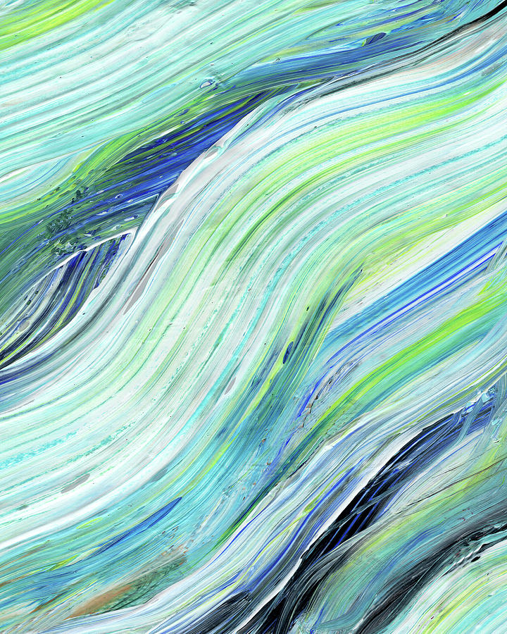 Blue Wave Abstract Art for Interior Decor VII Painting by Irina Sztukowski