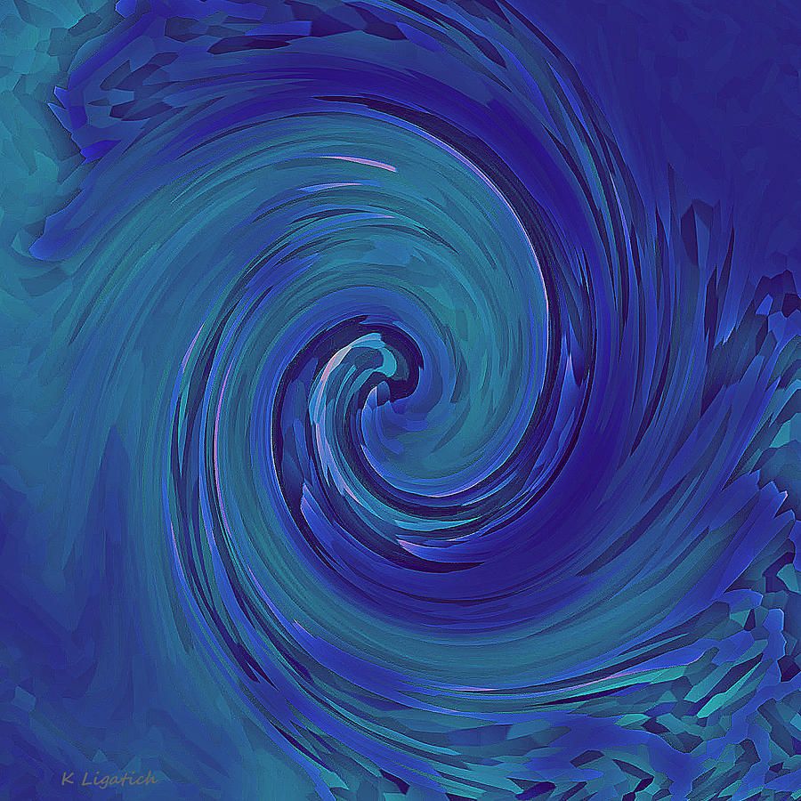 Abstract Digital Art - Blue Wave by Kerri Ligatich