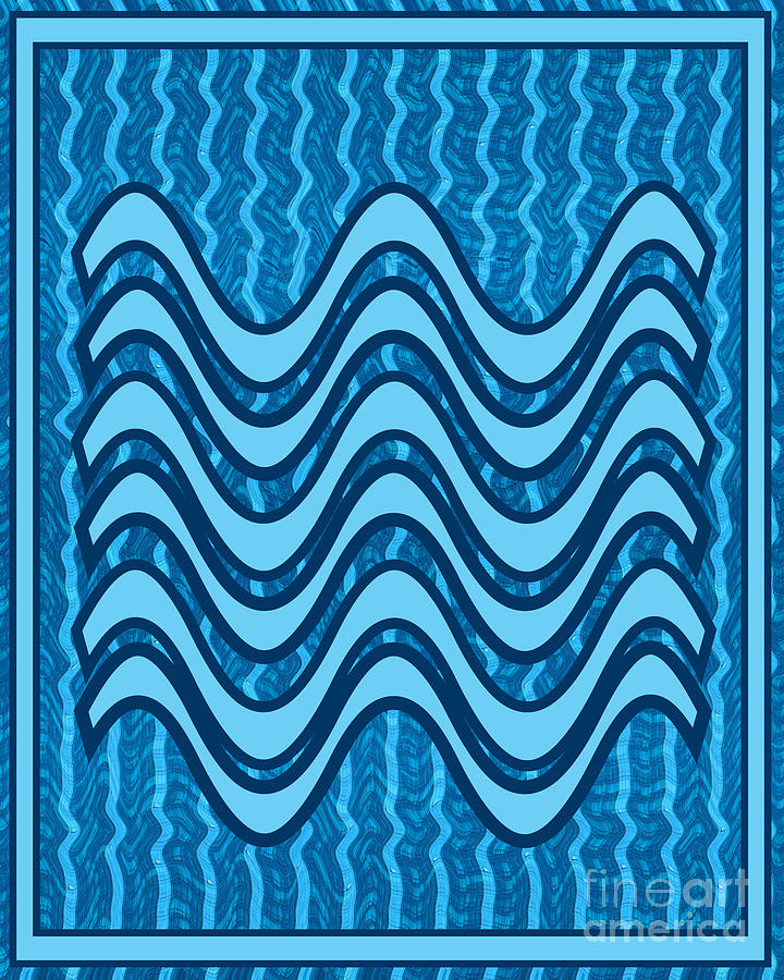 Pattern Painting - Blue Wave over wave pattern on gifts Shirts Pillows Tote Bags Phone Cases Shower Curtains Duvet Cove by Navin Joshi
