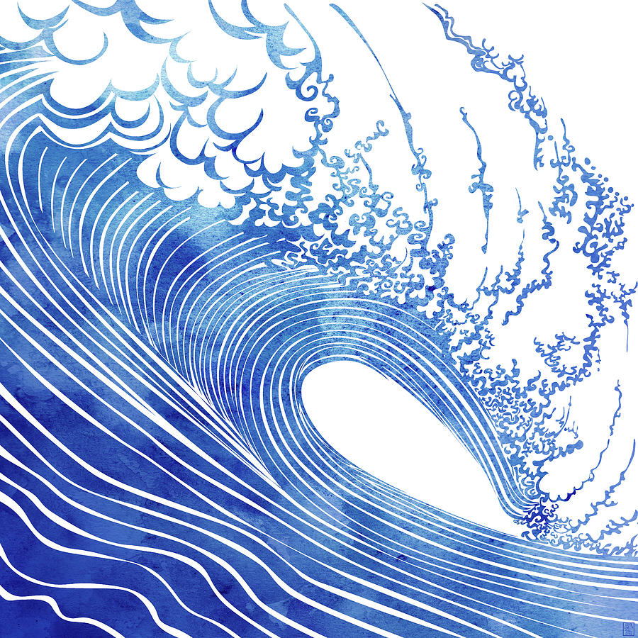 Beach Mixed Media - Blue Wave by Stevyn Llewellyn